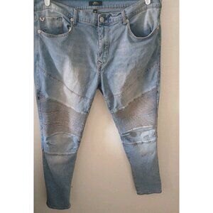 True Religion Rocco Jeans Mens 38x30  Light Blue Relaxed Skinny Denim